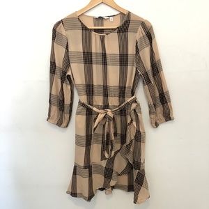 & Other Stories Belted Plaid Mini Dress